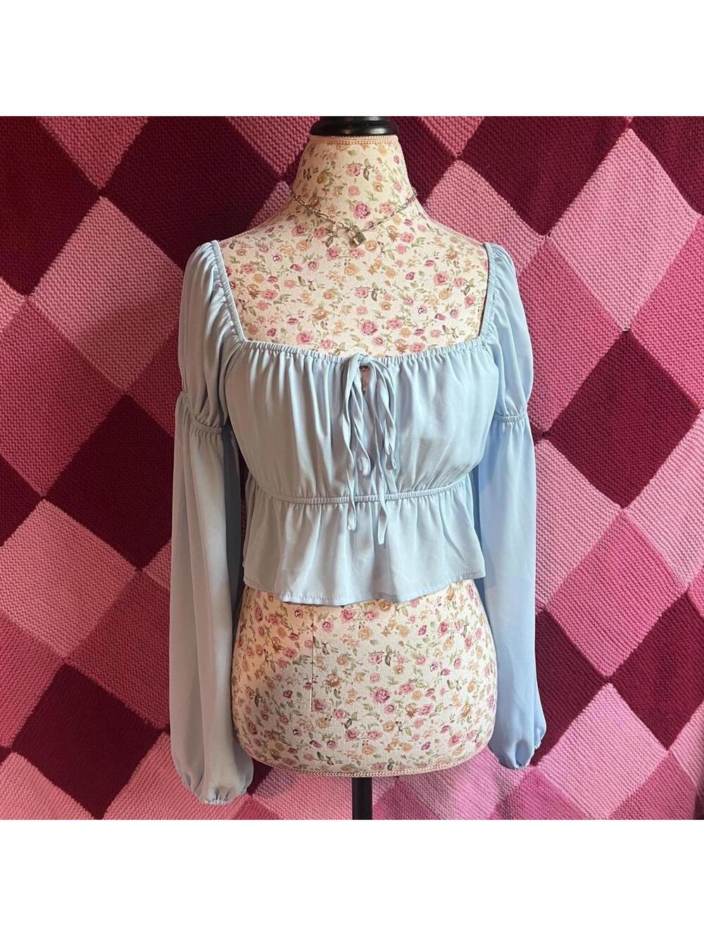 ruffled milkmaid puffy long sleeve blouse